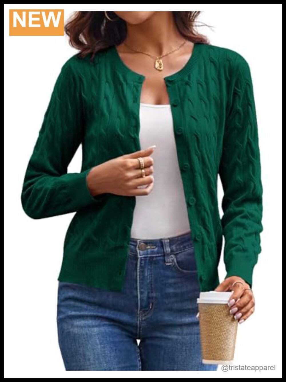 Women's Cable Knit Cardigan Sweater Lightweight Cropped Button Up